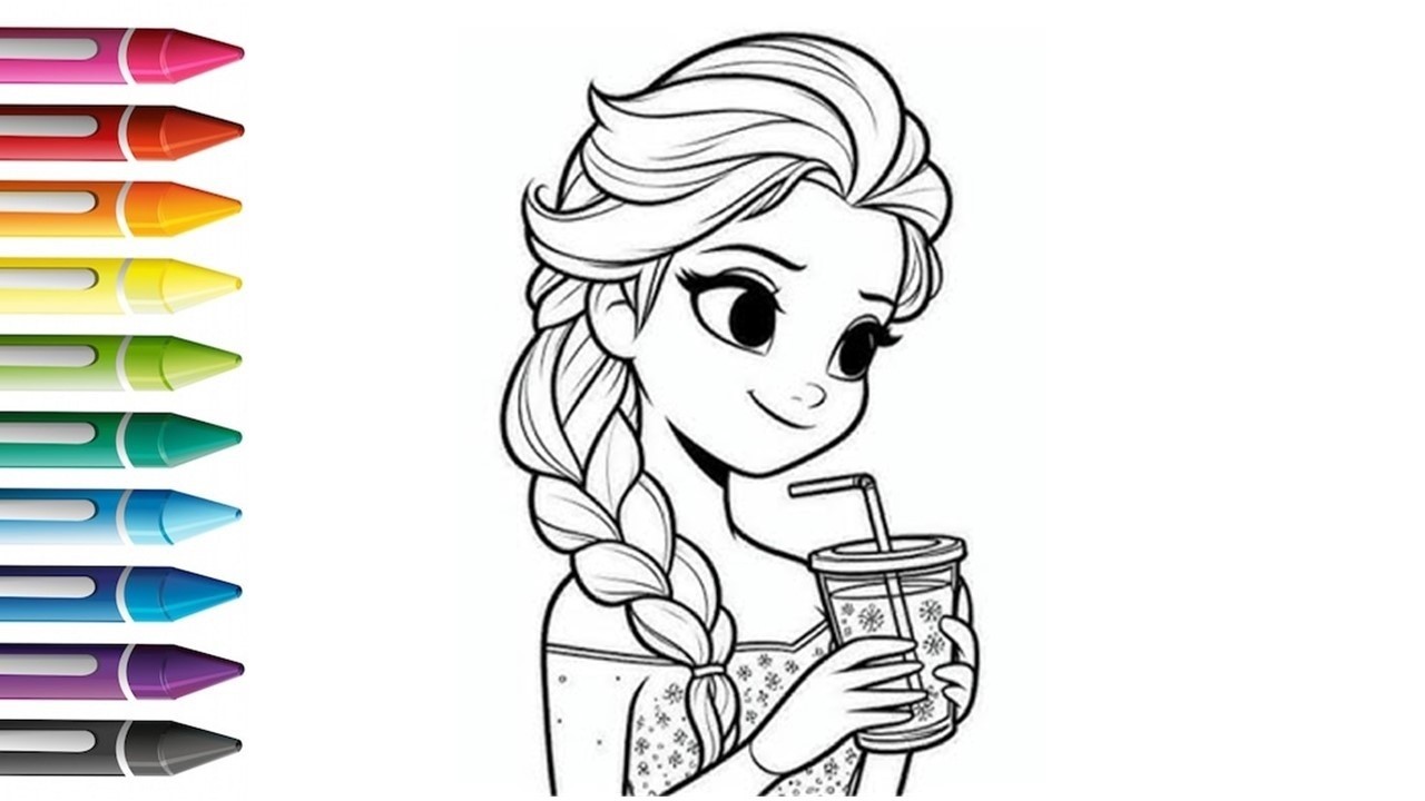 How To Draw Elsa Drink Drawing, panting And Coloring For Kids And Toddlers | Let's Draw Together