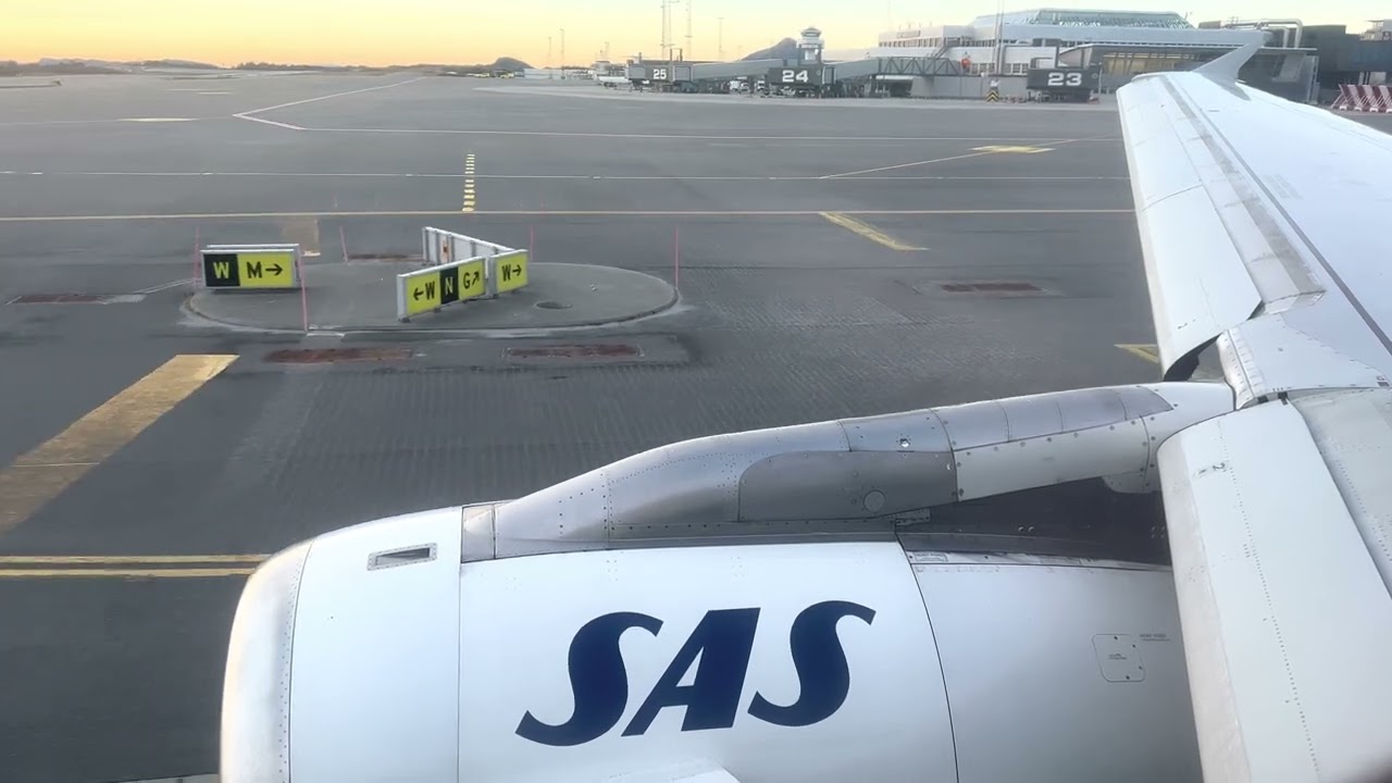 4K | SAS A319 Retro out of Bergen
