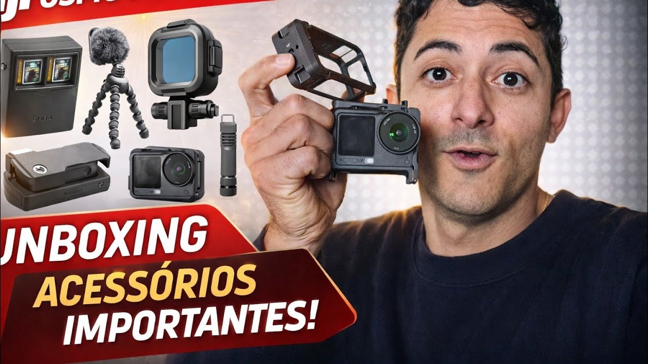 Os acessórios ESSENCIAIS para DJI Osmo Action 6 (vale a pena?) Unboxing 