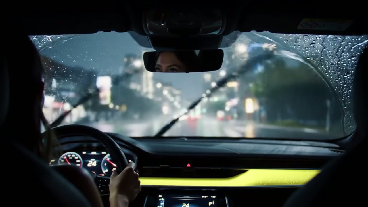 Boring Evening Rain Driving - Dim Screen Soothing Rain for Sleep