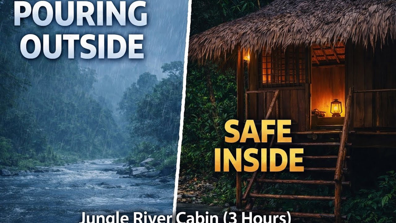 It’s Pouring Outside… But You’re Safe Inside 🌧️ Jungle River Cabin (3 Hours)