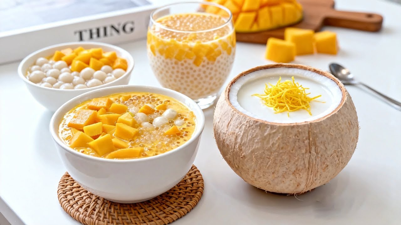 Satisfying Relaxing Video_Mango and Sago Milk Clam Recipe_Asmr_Tiktok