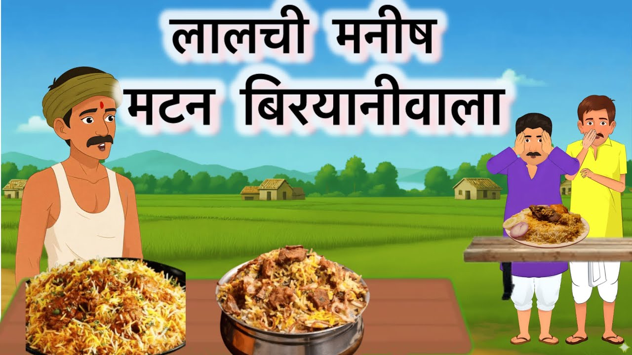 लालची मनीष मटन बिरयानीवाला | Lalchi manish mutton biryani wala | moral story | cartoon | kahani
