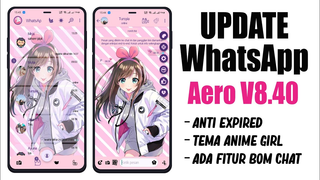 UPDATE 2020!! WhatsApp Aero v8.40 (Feminino) Tema Anime Girl