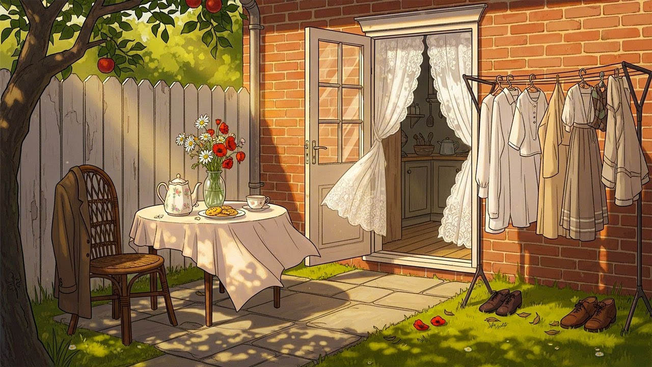 It’s a summer morning in the 1950s countryside with oldies playing in another room