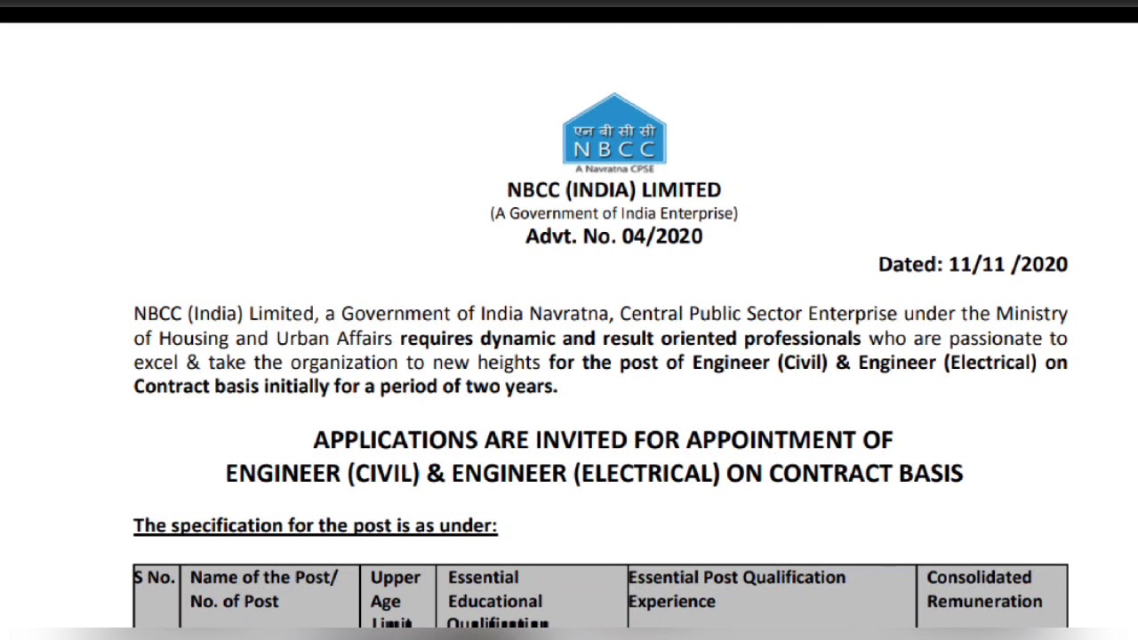 Engineer (Civil/ Electrical) Jobs in NBCC (India) Limited || Exams Made Easy&copy;