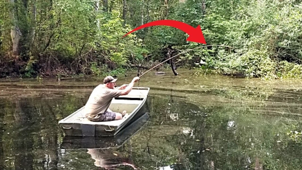 Catch BIG BLUEGILL bream in a river SWAMP using this POLE!! (Catch Clean Cook)!!
