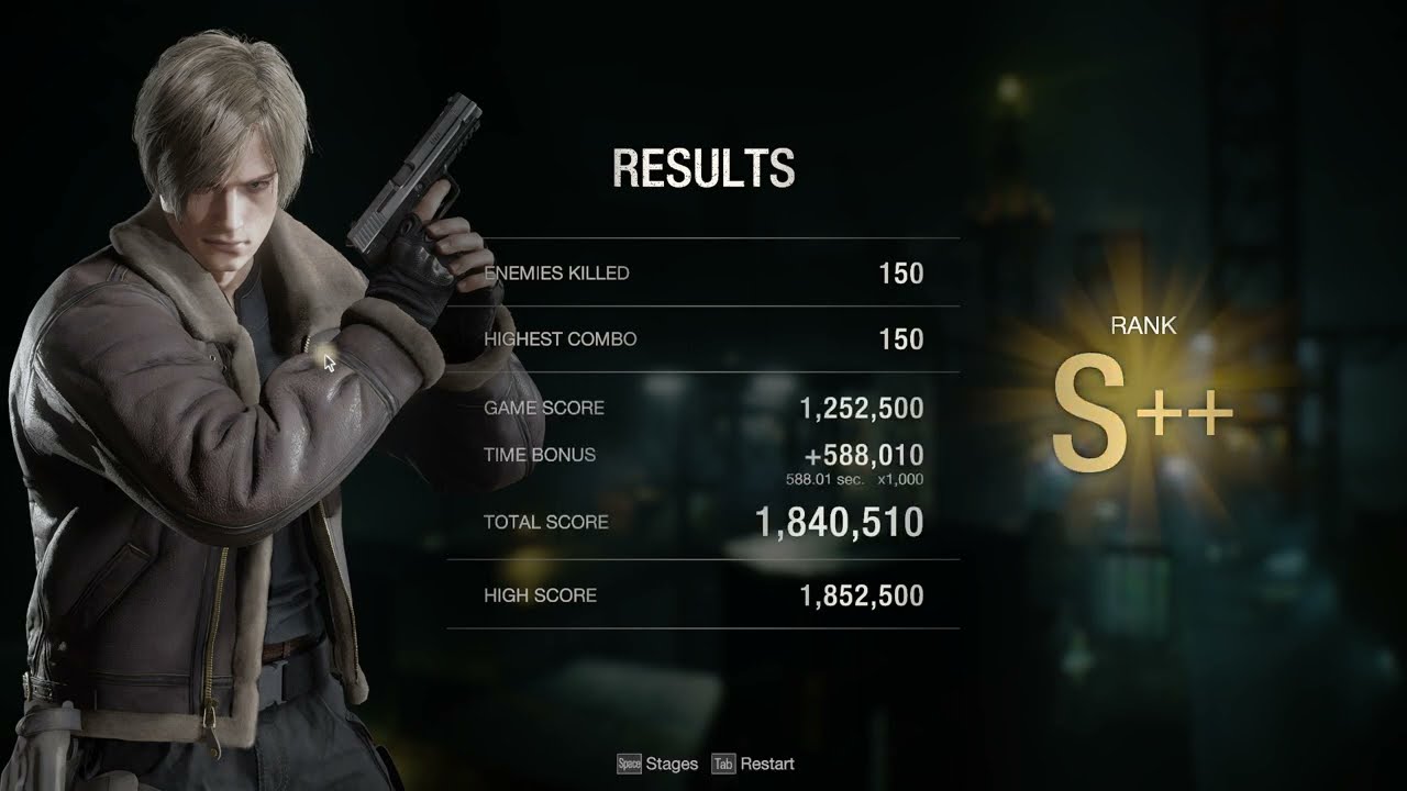 Resident Evil 4 Remake Mercenaries - Leon // Docks // PISTOL ONLY // S++  1,840,510