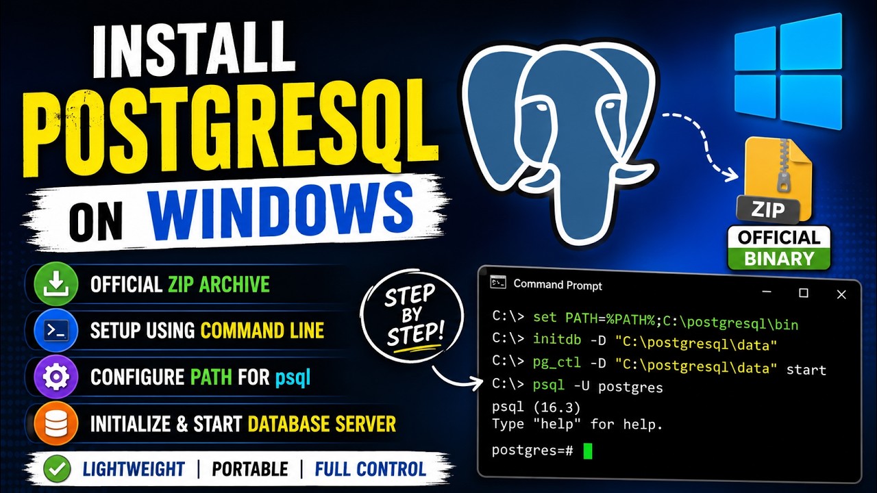 How to Install PostgreSQL | Advance Users Only | ZIP Archive | Windows | Database Server Setup