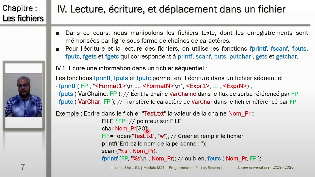 Cours/TP - Les Fichiers  (Langage C) : M21 - Programmation 2