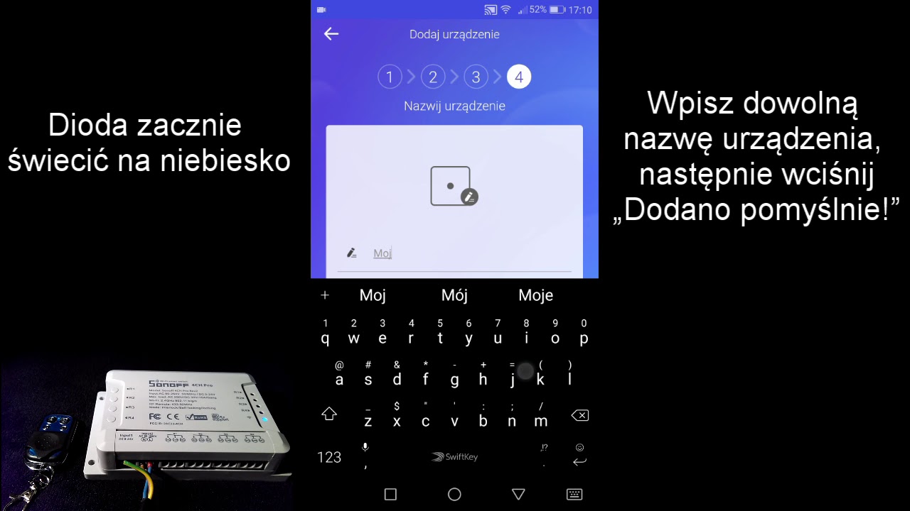 SonOff 4ch PRO R2  instrukcja parowania eWeLink programowanie pilot&oacute;w RF