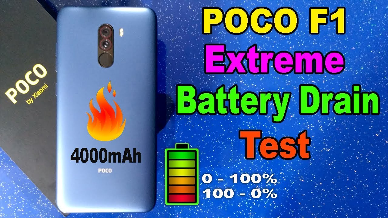 Poco F1 Extreme Battery Drain Test - Heavy Use, Charging, Music, Movie, Gaming, Video Record,Youtube