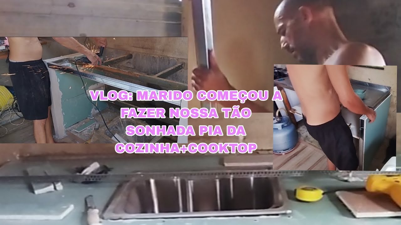 VLOG de hoje:Começamos a obra, pia da cozinha+cooktop, ansiosa pra ver o resultado.😃🙏