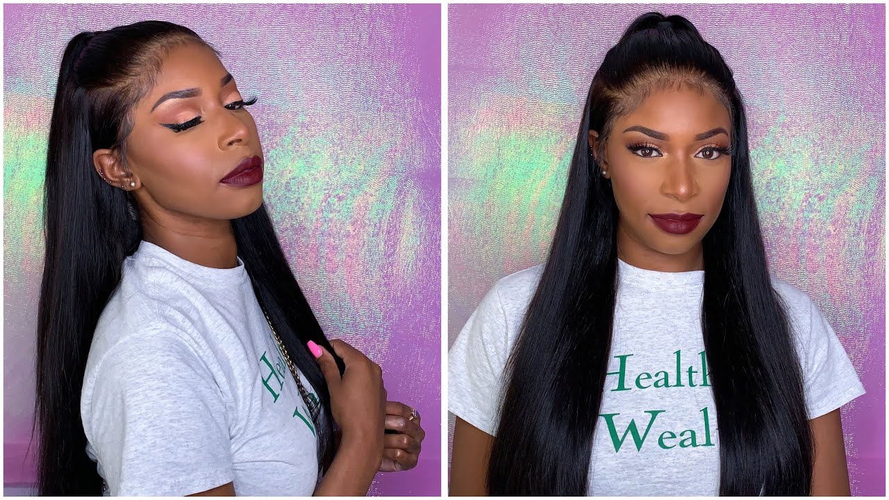 Half Up Half Down 26 inch Straight Lace Front Wig Install | Donmily Hair