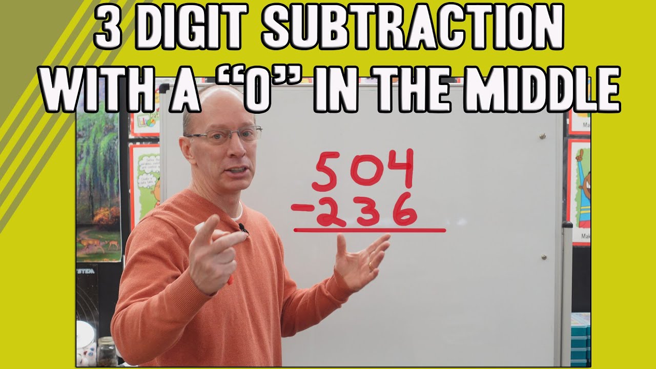 3 Digit Subtraction with a 0 in the middle ⭐Regrouping Made Easy