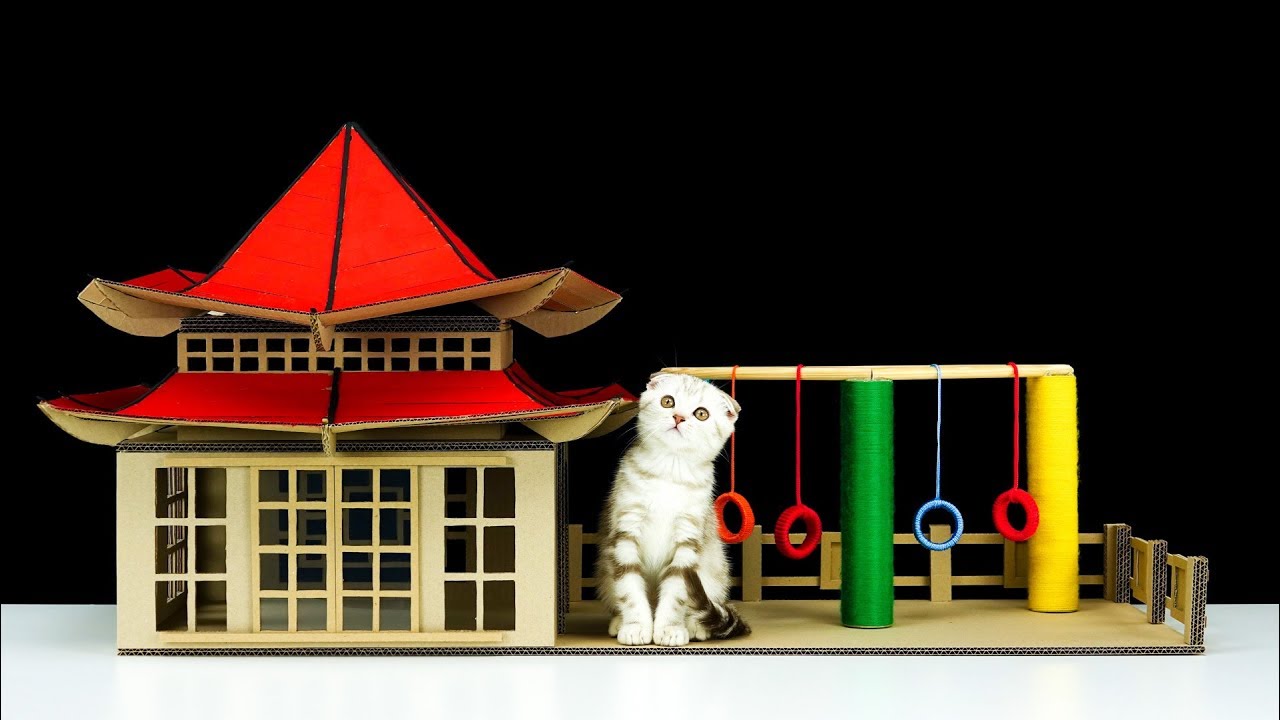 DIY Сhinese House for a Little Kitten