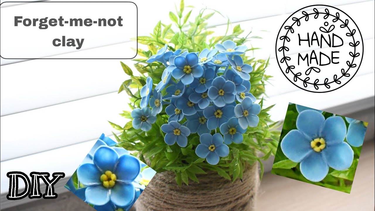DIY! Clay Flowers TUTORIAL. Forget-me-not [Air dry clay, cold porcelain, sugarcraft]