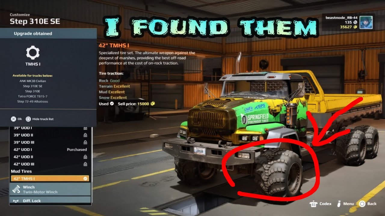 Expeditions a Mudrunner Game Step 310E SE mud tires.