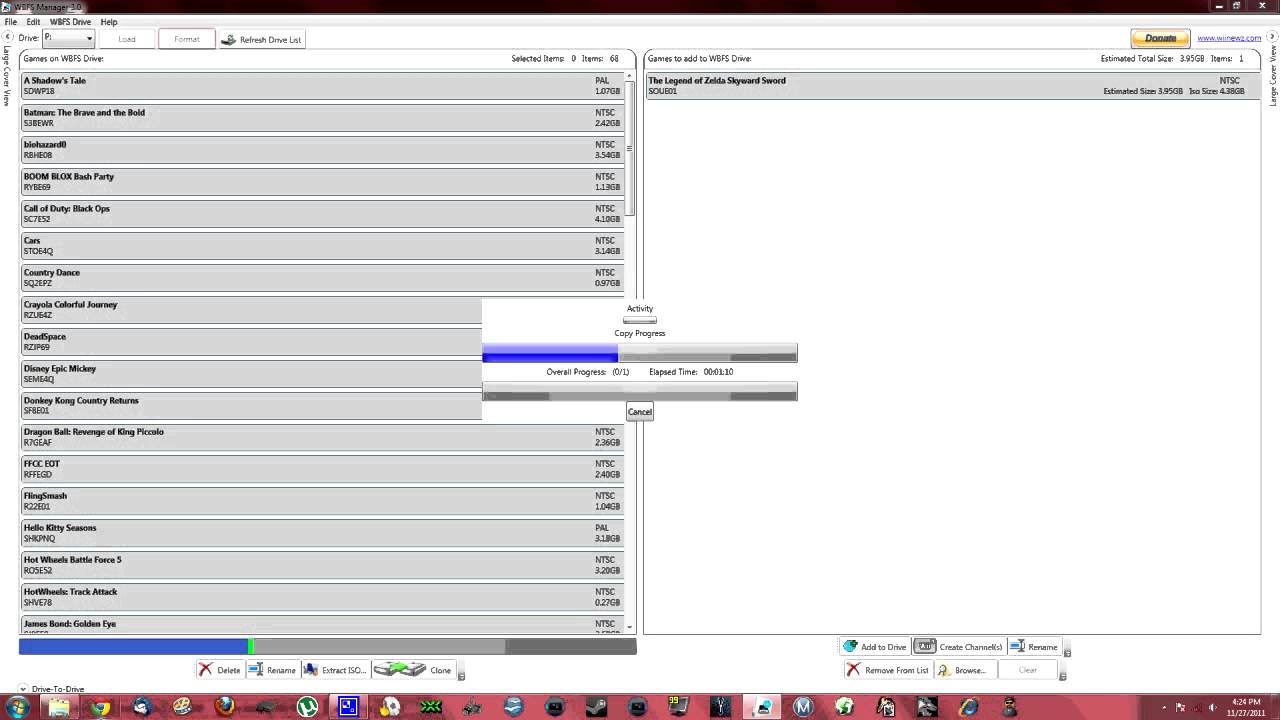 Transfer wii games using WBFS