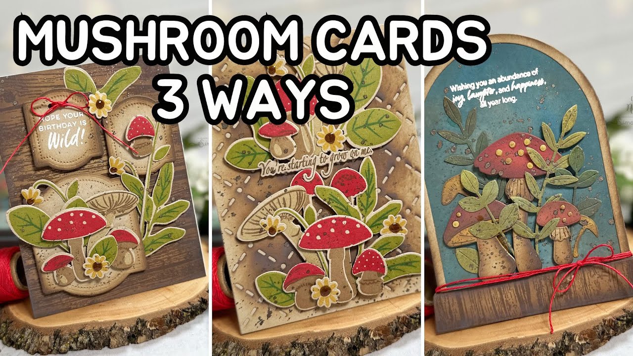 Mushroom Cards on Kraft Cardstock (3 Ways)
