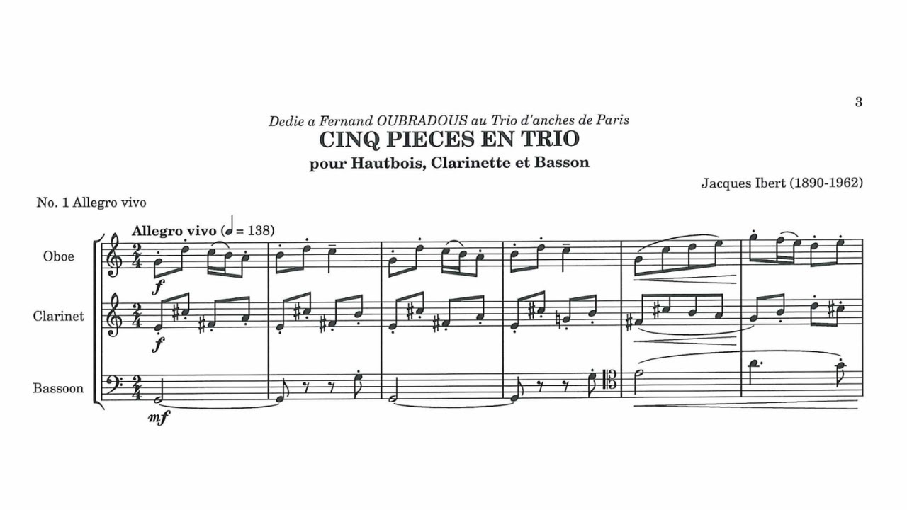 Jacques Ibert: Cinq pièces en trio (1935)