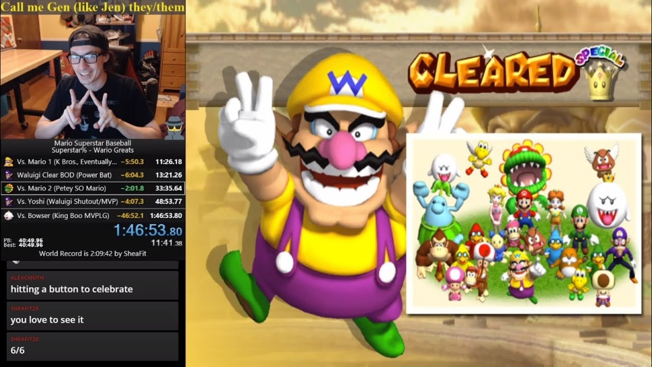 Mario Superstar Baseball Superstar% - Wario Greats in 1:46:53 (Former WR) on Nov. 24, 2020