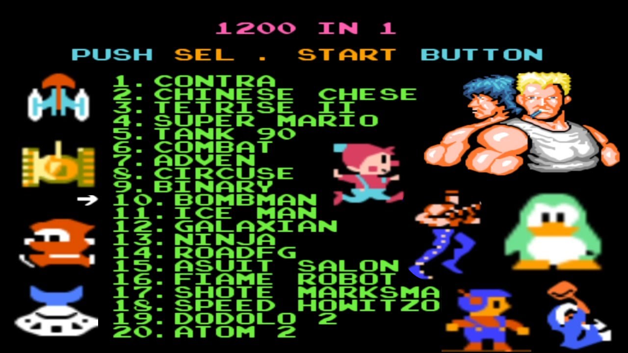 NES 1200 in 1 Gameplay : Classic Retro Games Collection