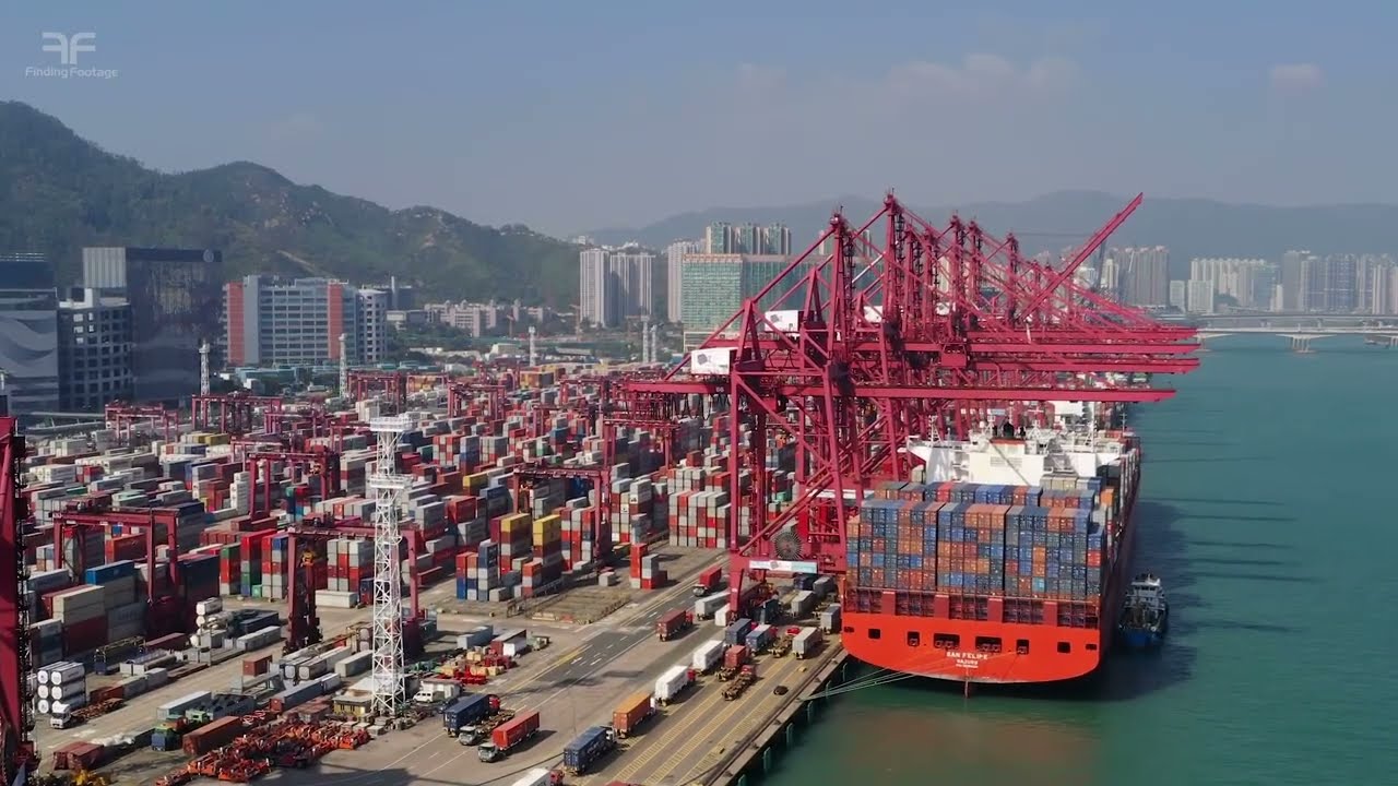 Drone Shot of Cargo Containers Terminal Ships at Dock Port  Stock Videos of Logistics Export Import
