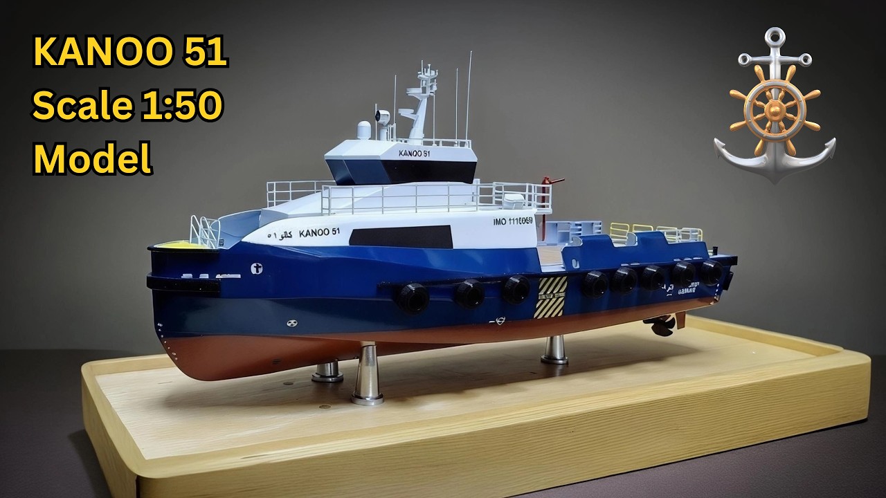Handcrafted KANOO 51 Professional Ship Model Showcase - Maritime, Naval Architectural Design 