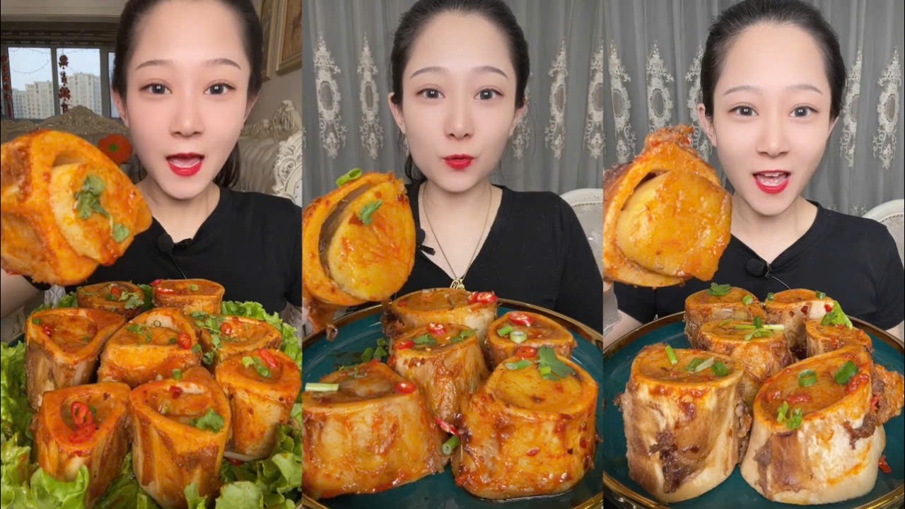 Asmr mukbang eating bone marrow - full 2 hours long - alice food #487