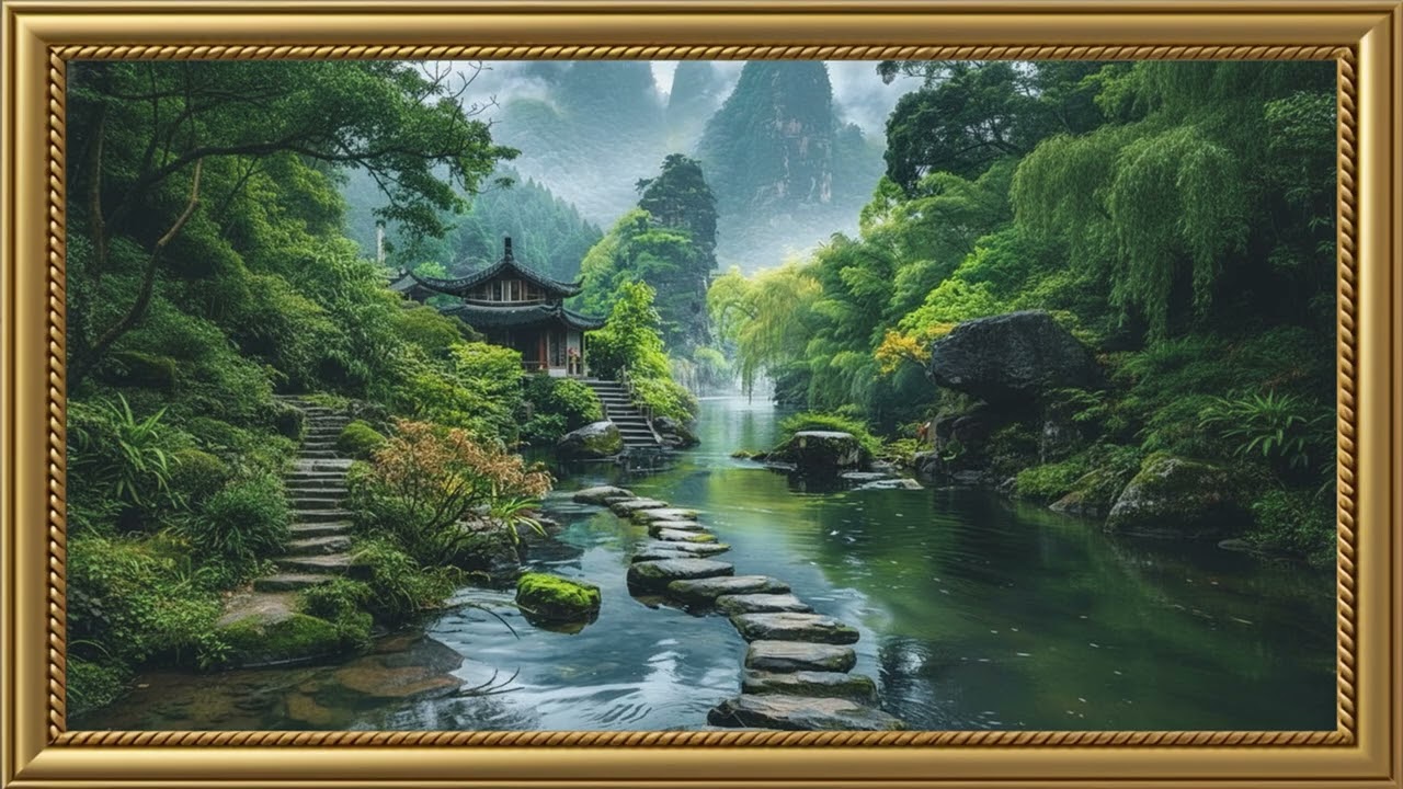 Tranquil Oriental Garden | Zen Nature Landscape 4K Frame TV Art