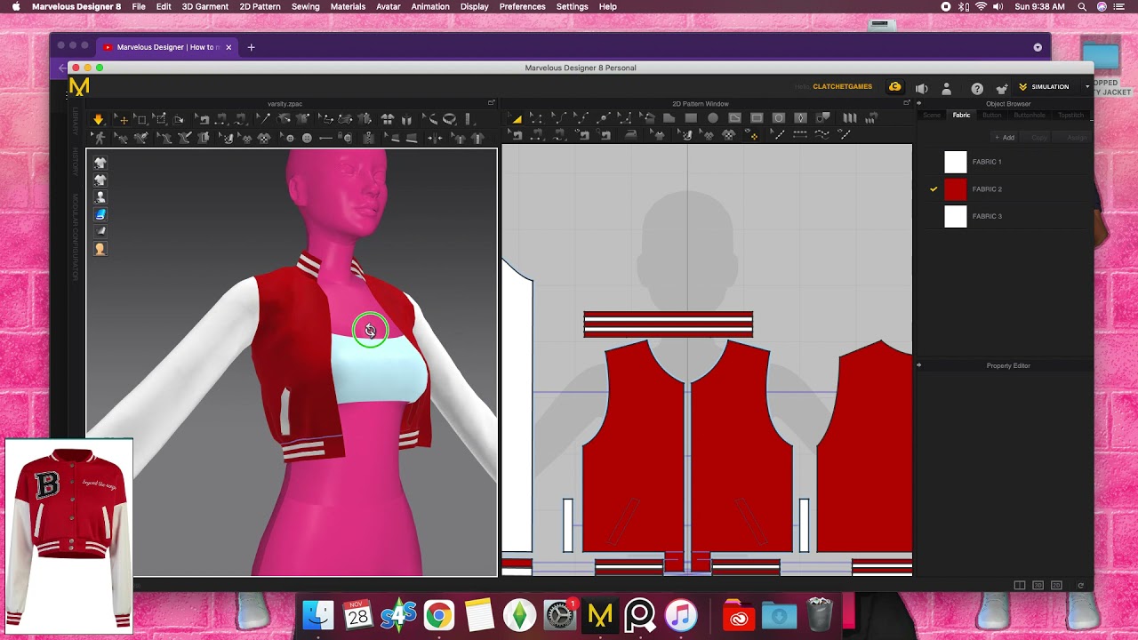 HOW TO: CREATE A CROPPED VARSITY JACKET | MARVELOUS DESIGNER (SPEEDUP) SIMS 4