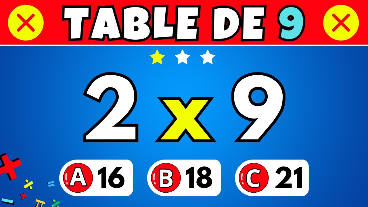 ✅Apprends la TABLE DE 9 Facilement ! QUIZ pour Enfants et Débutants #tablede9 #apprendrelatablede9