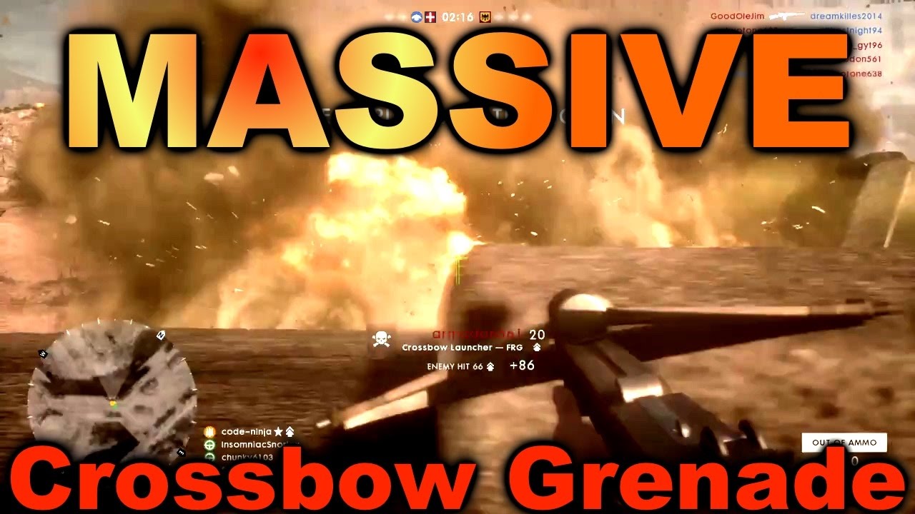 Crossbow Grenade Launcher w/ MASSIVE explosion! (Battlefield 1) [PS4]