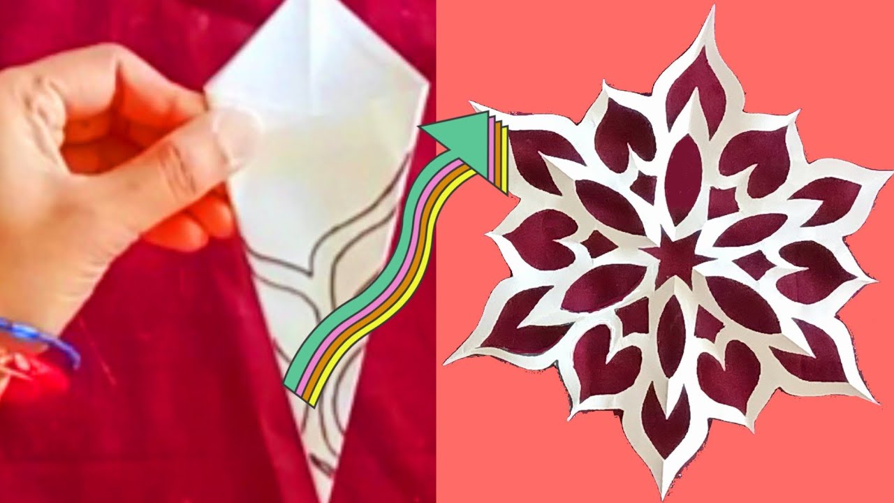 Paper cutting flower designs | paper snowflakes |rangoli paper design