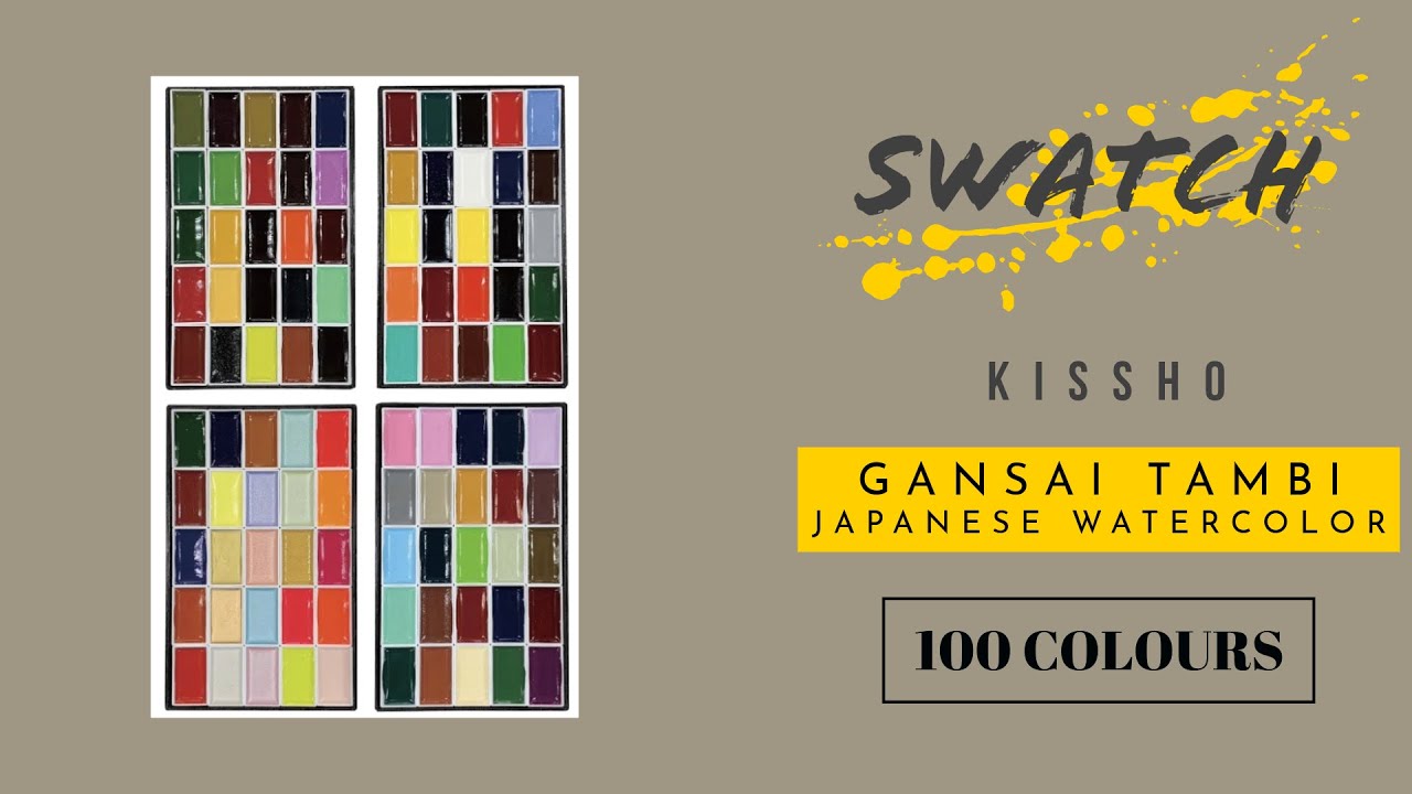 [SWATCH] Kissho Sumi Gansai/Nihonga Sumi - Japanese Watercolour Set of 100