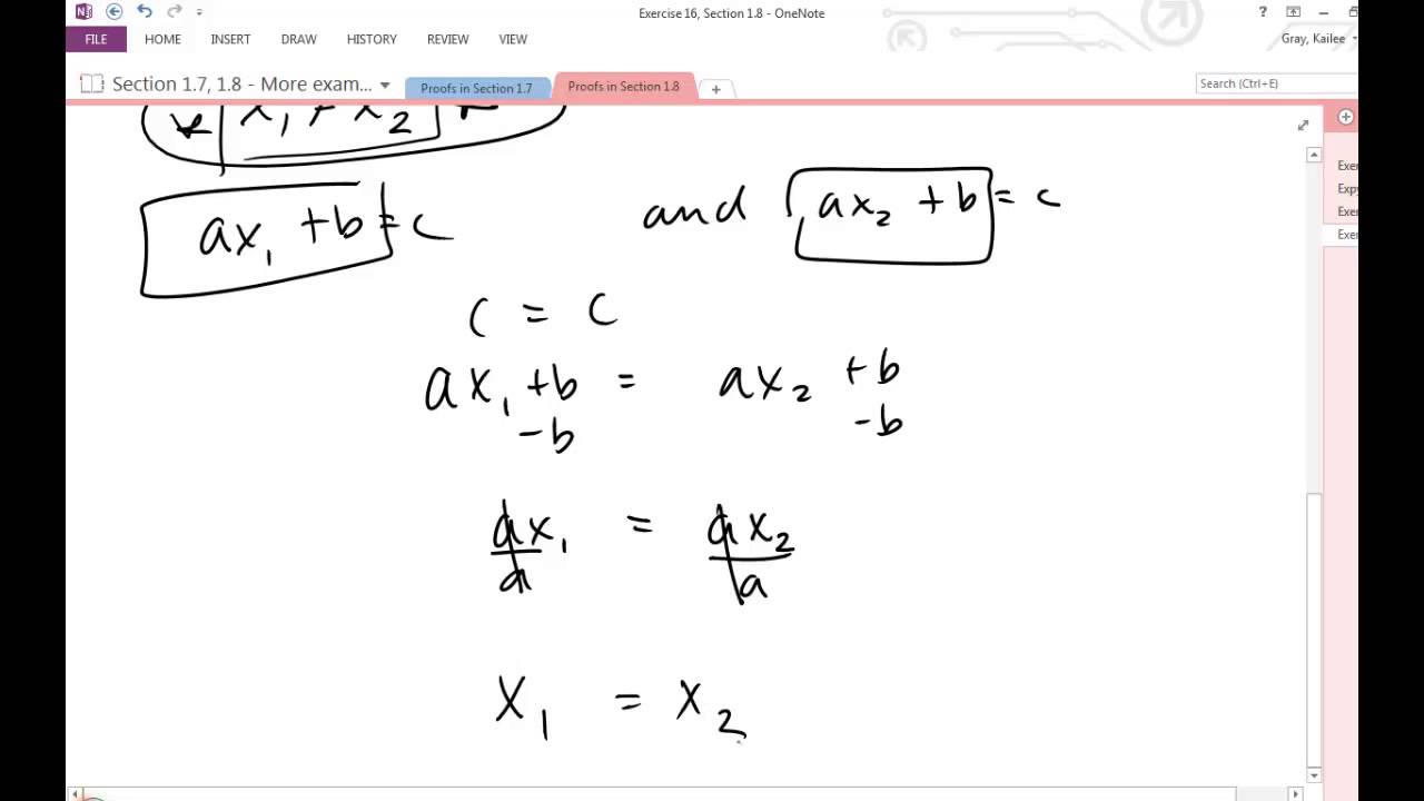There is a unique solution of the equation ax + b = c
