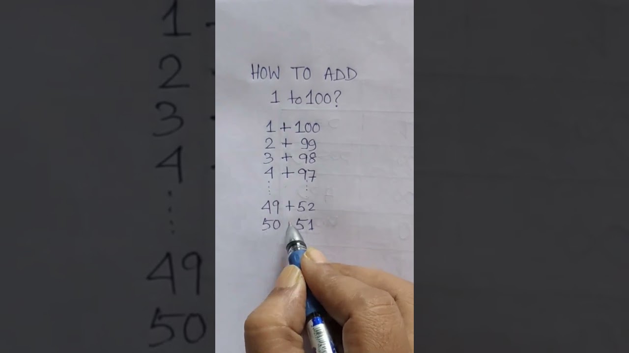 Add 1 to 100 #viral  #shortvideo #maths #shorts #short #shortvideo #mathstricks #easymaths #trending