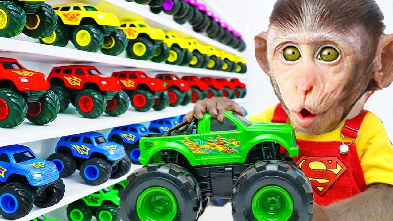 Monkey Baby Mimi went to the supermarket to buy toy cars and built own racetrack | Mimi Money Life