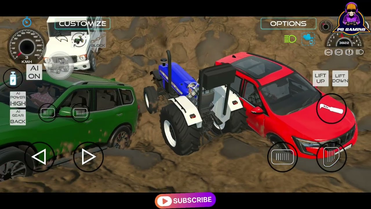 Four cars were stuck in the mud, a tractor was brought in to pull them out 3D GAME SIMULETOR