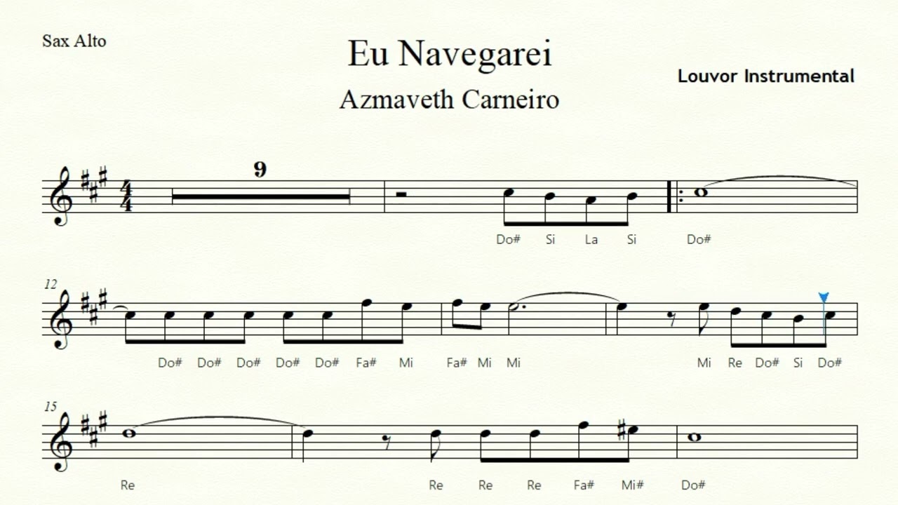 🎼Eu Navegarei ( Azmaveth Carneiro ) Sax Alto e Sax Barítono - Partitura Fácil + Playback