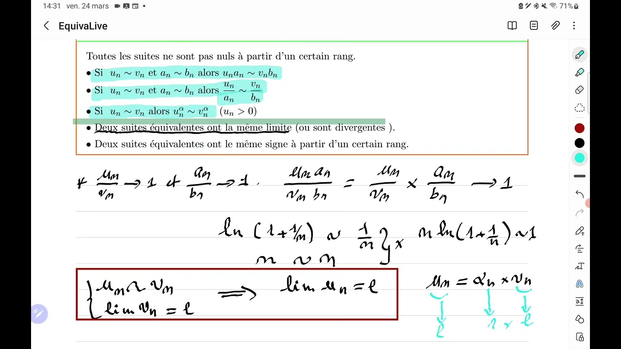 Suites et fonctions équivalentes cours