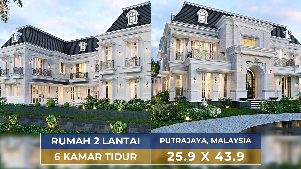 DESAIN RUMAH KLASIK EROPA MEWAH DI MALAYSIA DENGAN COURTYARD BERNUANSA ISLAMI! - JASA DESAIN RUMAH