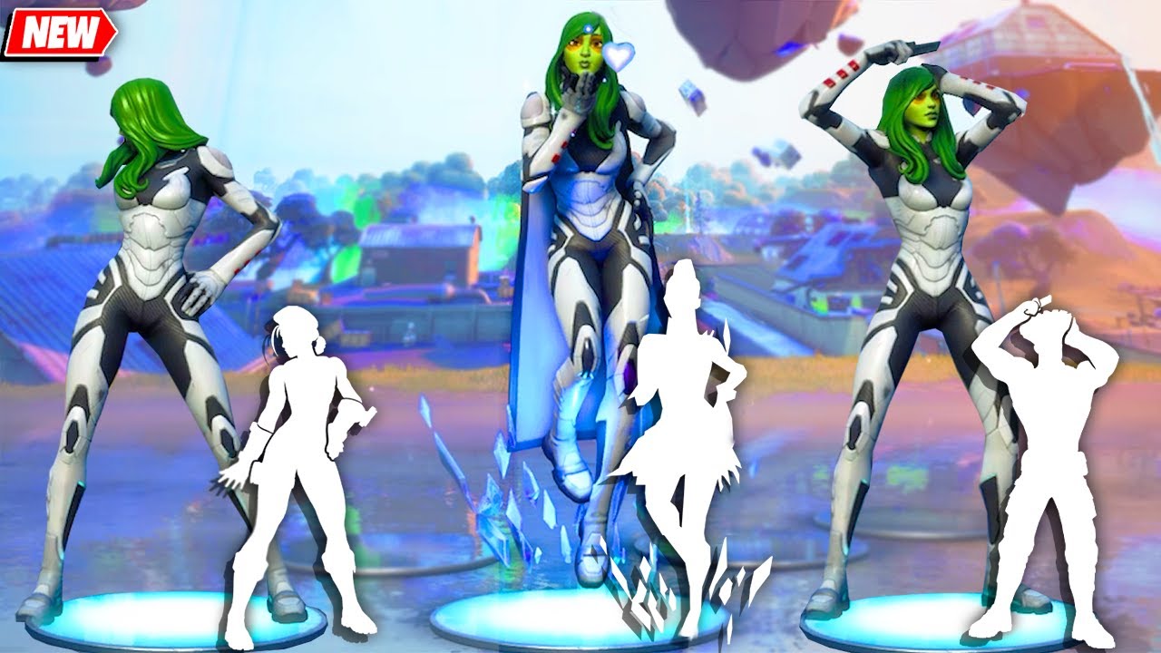 Gamora Fortnite (by Marvel's Guardians of the Galaxy) doing all Built-In Emotes!..