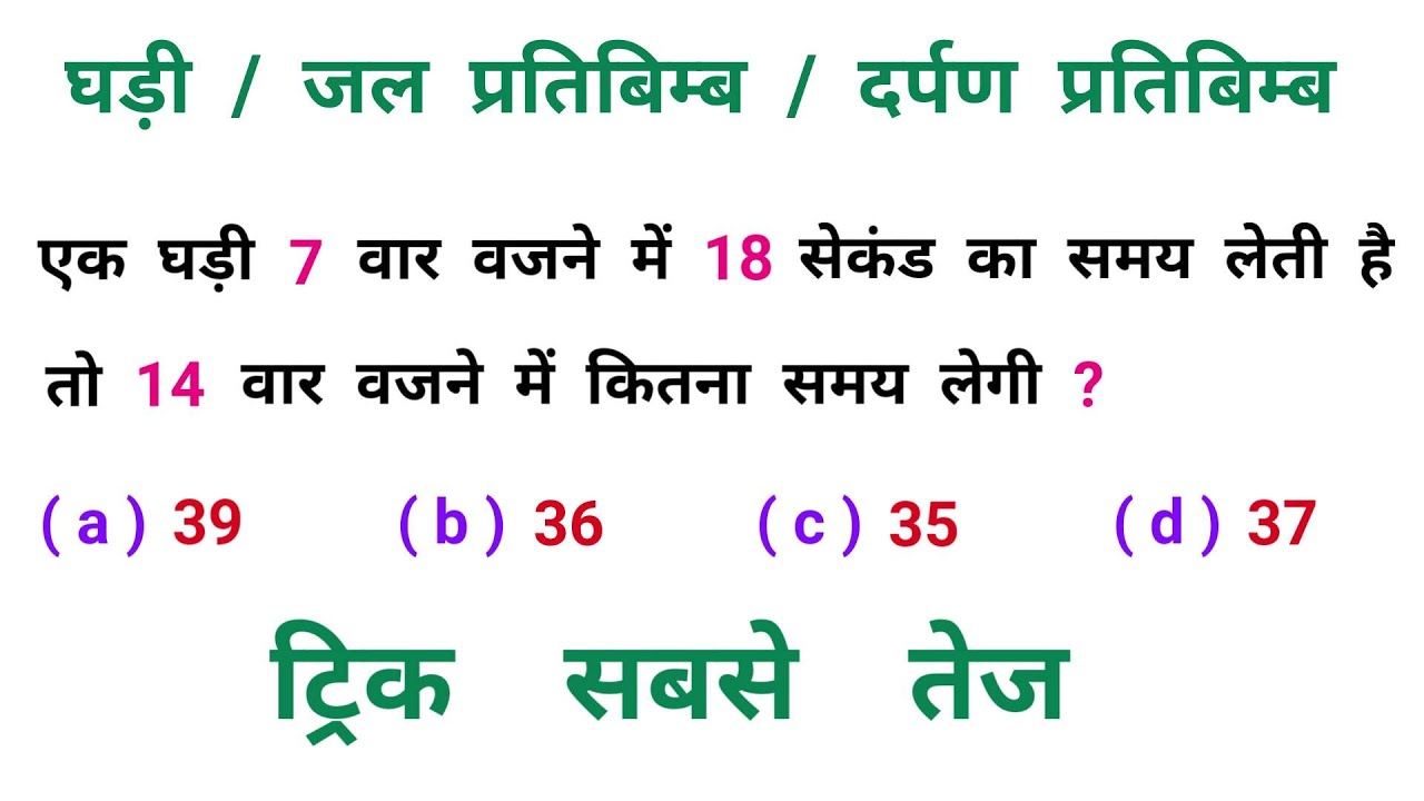 घड़ी / दर्पण प्रतिबिम्ब / जल प्रतिबिम्ब || Super Fast Trick || SSC, CGL, RAILWAY, NTPC
