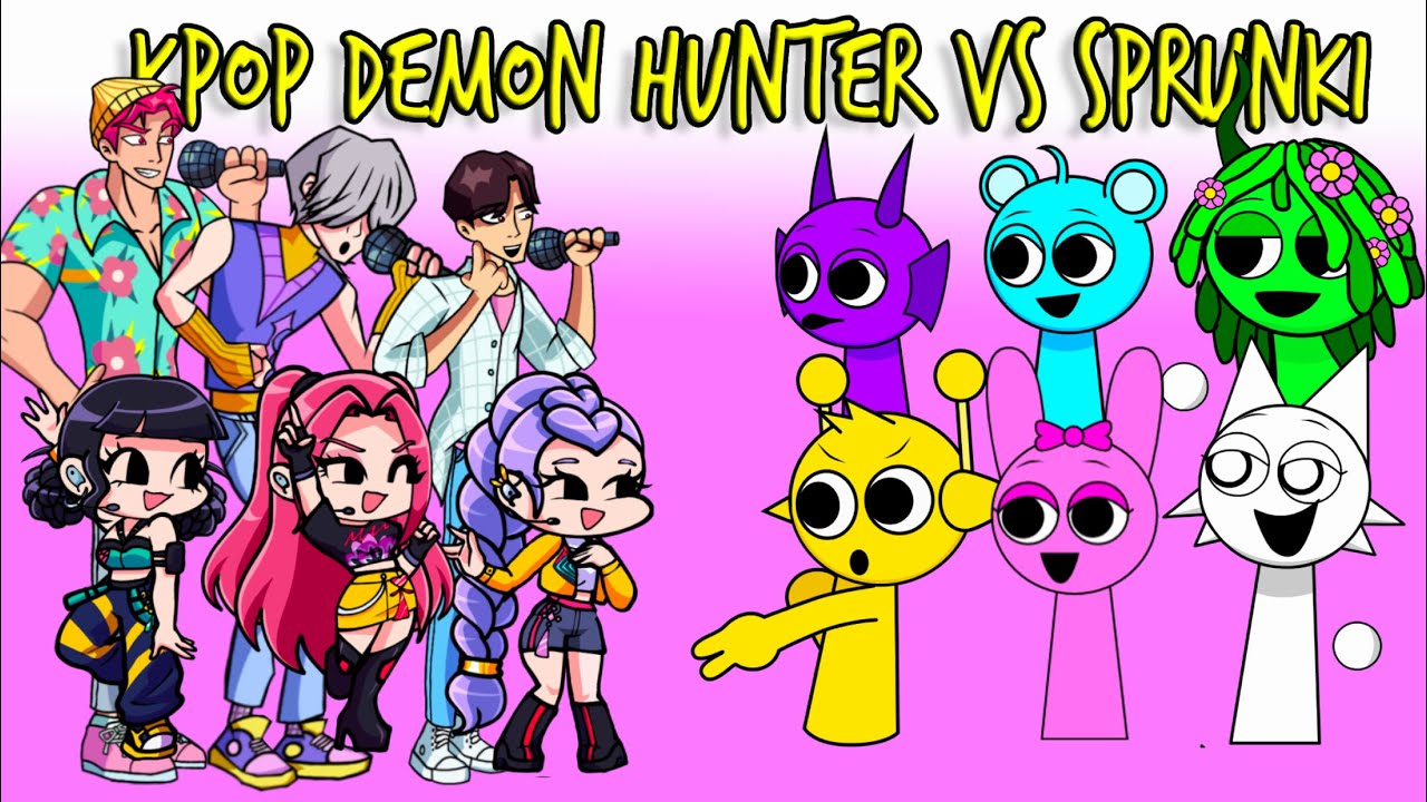 FNF NEW Kpop Demon Hunters VS Sprunki ALL PHASES Bluey Can Can