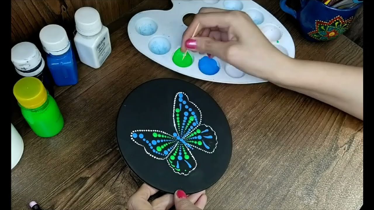 آموزش نقطه کوبی، آماده سازی رنگ های آکریلیک برای نقطه کوبی, ویدئو شماره 50🖌️🎨