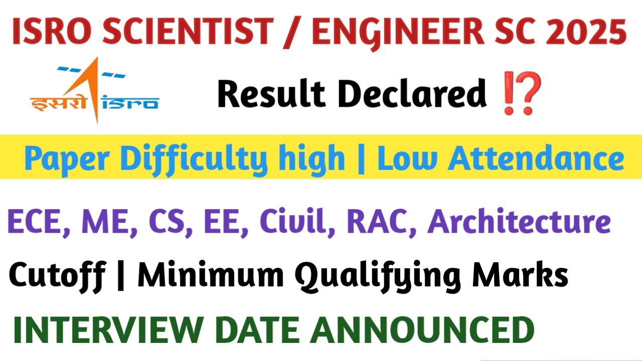 ISRO SCIENTIST Result | ISRO SCIENTIST CUTOFF | ISRO SCIENTIST EXPECTED CUTOFF | ISRO CUTOFF 2025