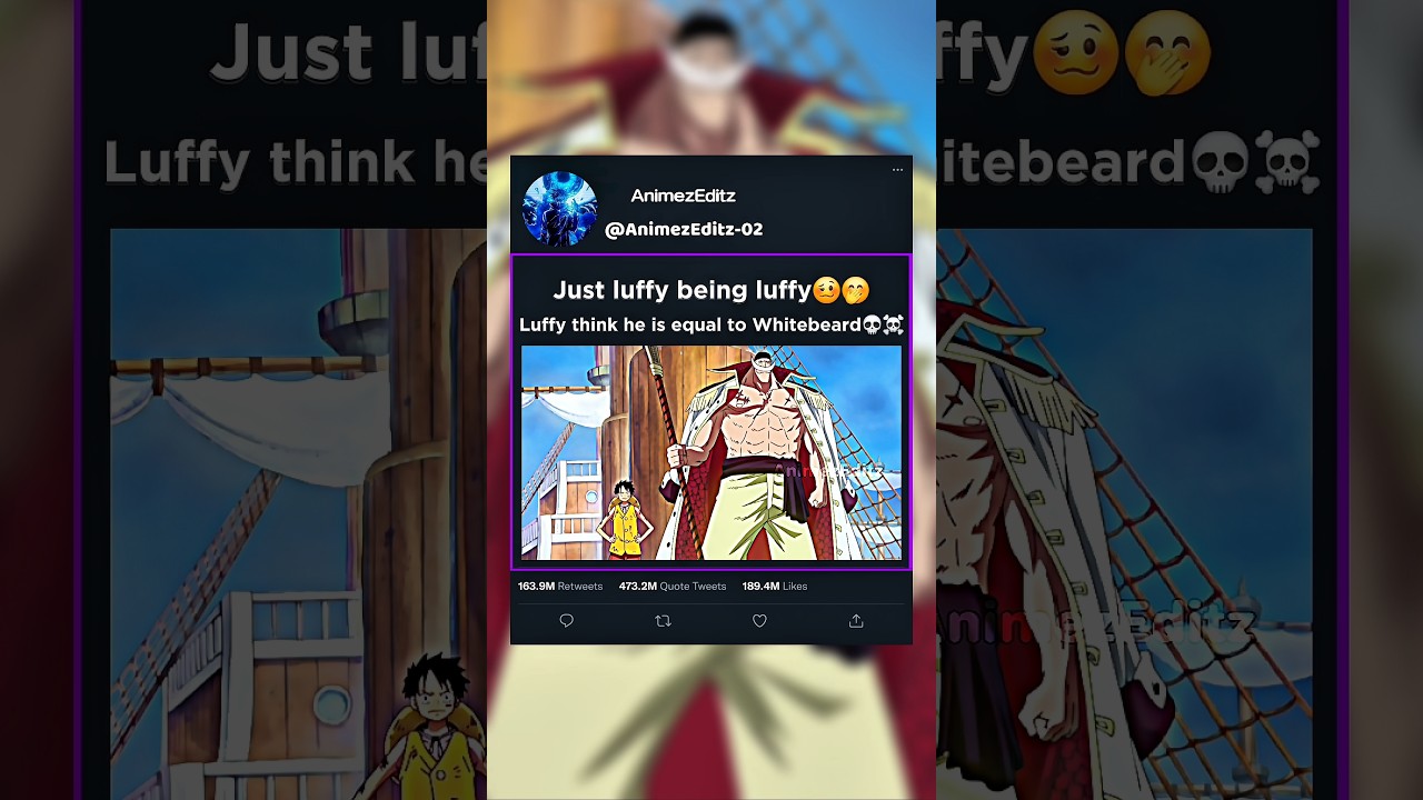 luffy thinks he is equal to Whitebeard 💀☠️ #onepiece #luffy #whitebeard