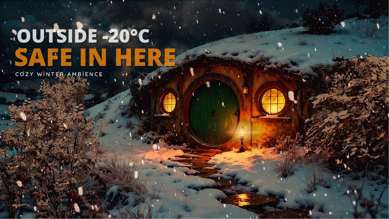 Safe Inside a Warm Cabin While Snow Falls Outside❄️Cozy Winter Night Ambience Sleep,Relaxing&Study